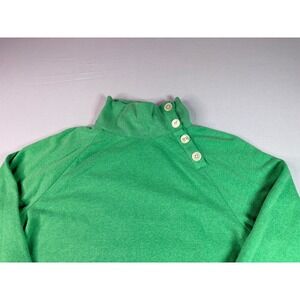 J.Crew‎ Green Mock Neck Button Shoulder Pullover Sweatshirt Top - Women's M